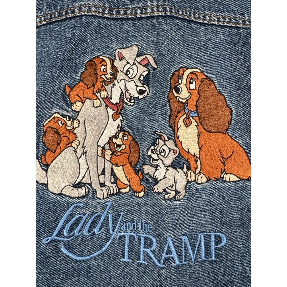 Vintage Disney Catalog Lady and the Tramp Embroidered Denim Trucker Jacket Large - Picture 8 of 10